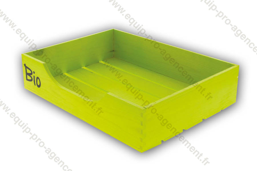 cagette bois verte ouverte marquage BIO 40x30x12 cm pour fruit legume cagette bois verte marquage BIO 40x30x12 cm pour fruit legume