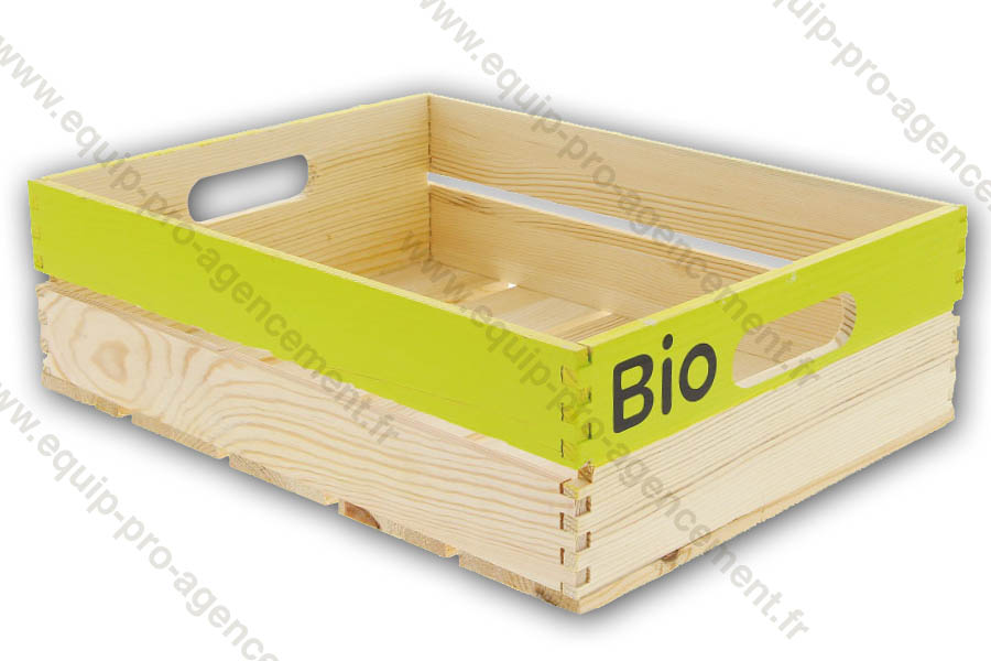 cagette bois verte marquage BIO 40x30x12 cm pour fruit legume cagette bois verte marquage BIO 40x30x12 cm pour fruit legume