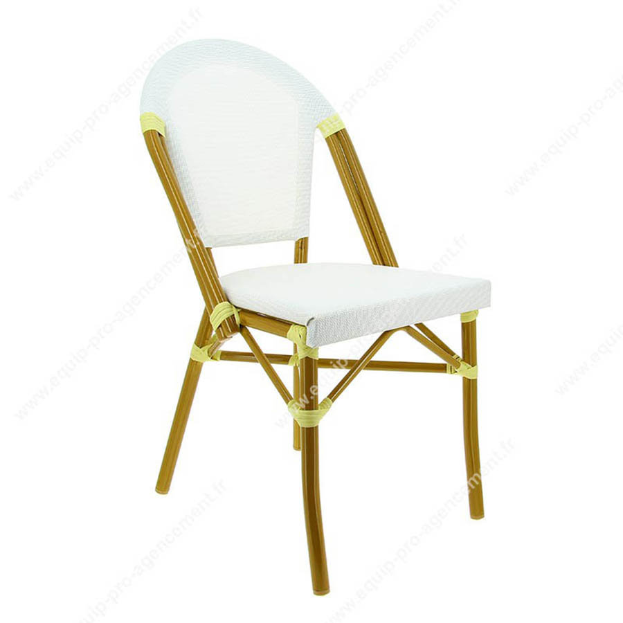 Chaise de terrasse café restaurant modèle Biarritz blanche