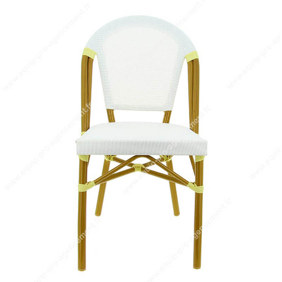 Chaise de terrasse café restaurant modèle Biarritz blanche vue de face