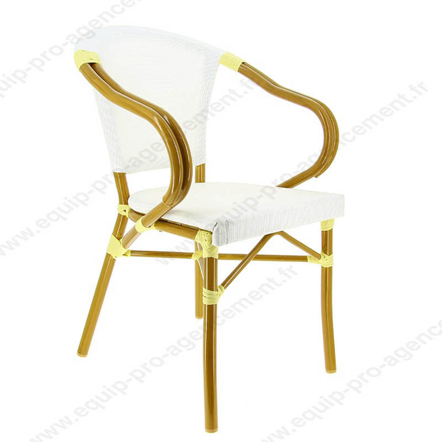 Fauteuil de terrasse café restaurant modèle Biarritz ton écru