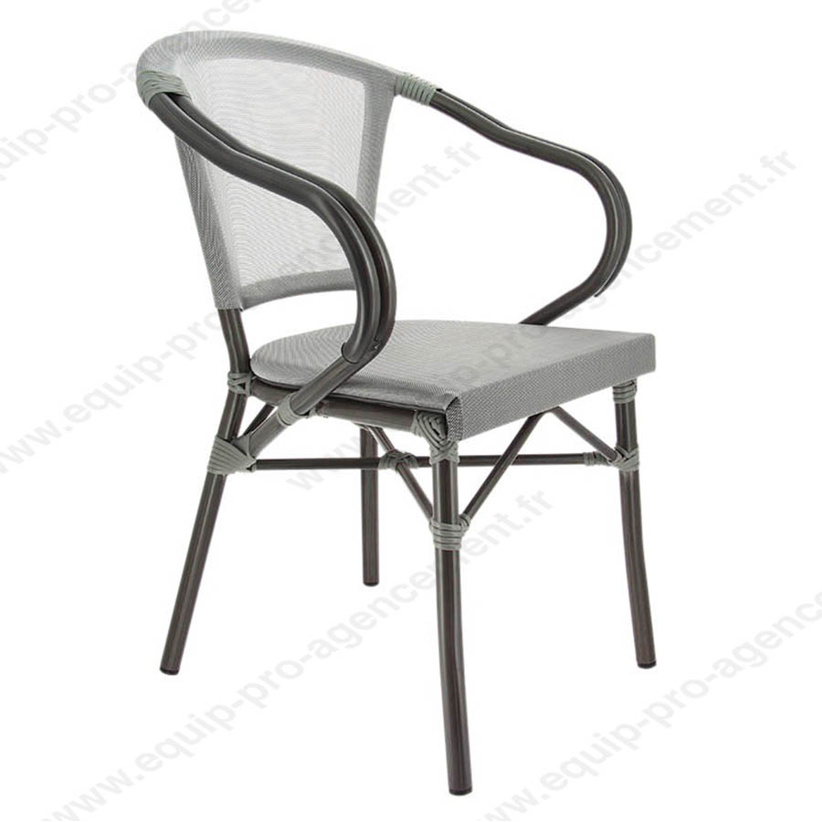 Fauteuil de terrasse café restaurant modèle Biarritz Gris