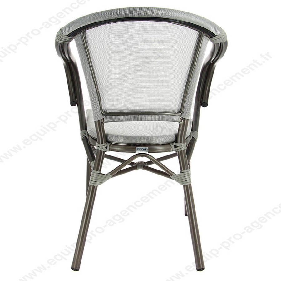 Fauteuil de terrasse café restaurant modèle Biarritz Gris vue de dos