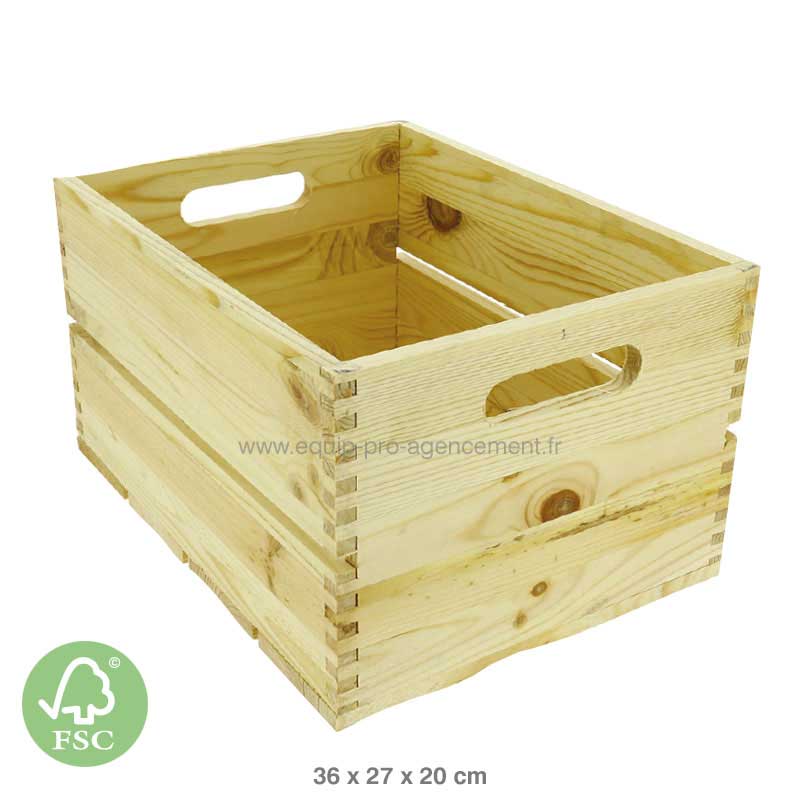 Cagette bois naturel pin 36x27x20 Cagette bois naturel pin 36x27x20