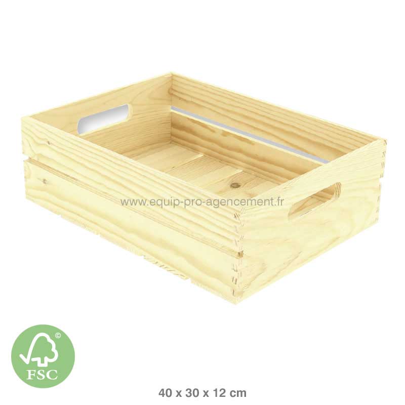Cagette bois naturel pin 40x30x12 Cagette bois naturel pin 40x30x12