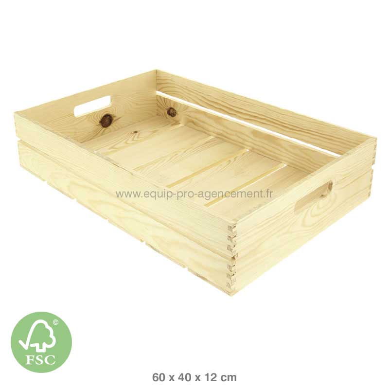 Cagette bois naturel pin 60x40x12 Cagette bois naturel pin 60x40x12
