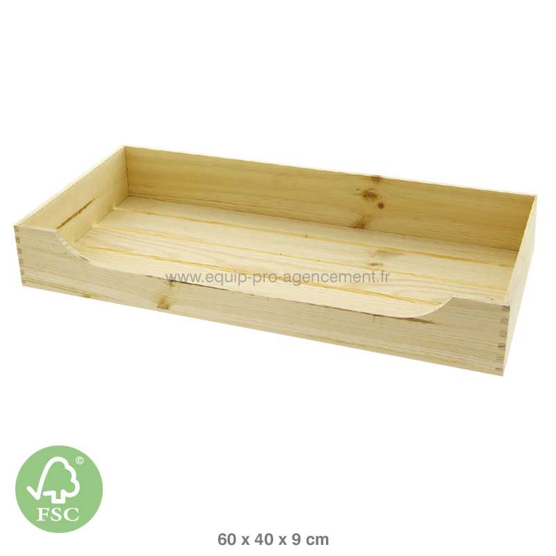 Cagette bois naturel pin ouverte 60x40x9 Cagette bois naturel pin ouverte 60x40x9