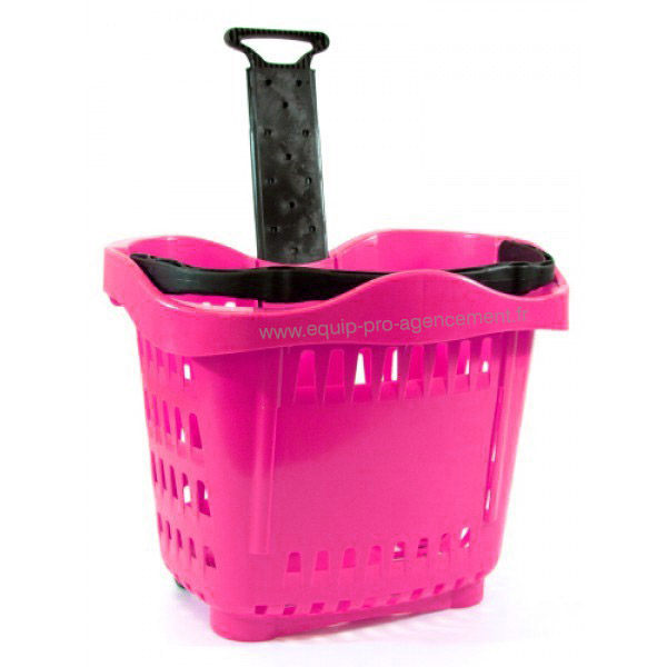 panier libre service à roulettes 43l rose 205c