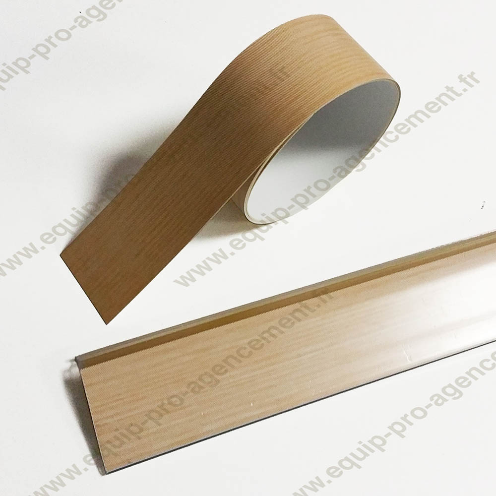 réglette porte-étiquette prix + bande de fond imitation bois