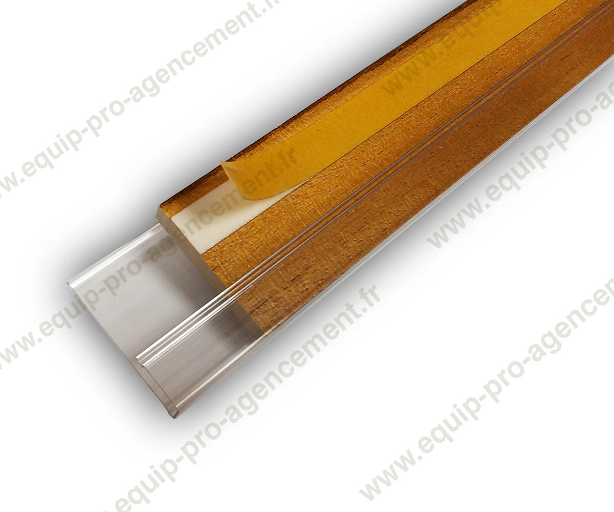 Réglette porte etiquette prix PVC avec insert en bois massif