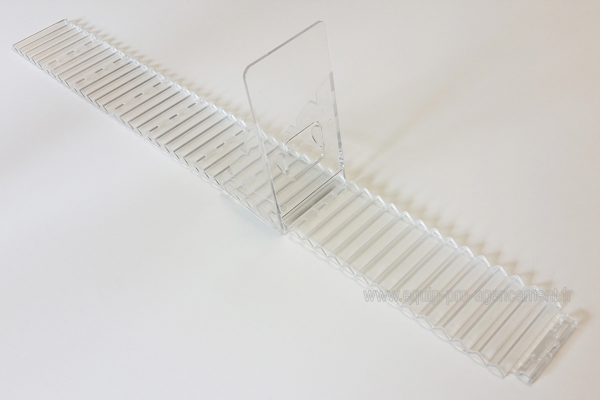 Kit échelle/faux-fond en plexi pour tablette de gondole