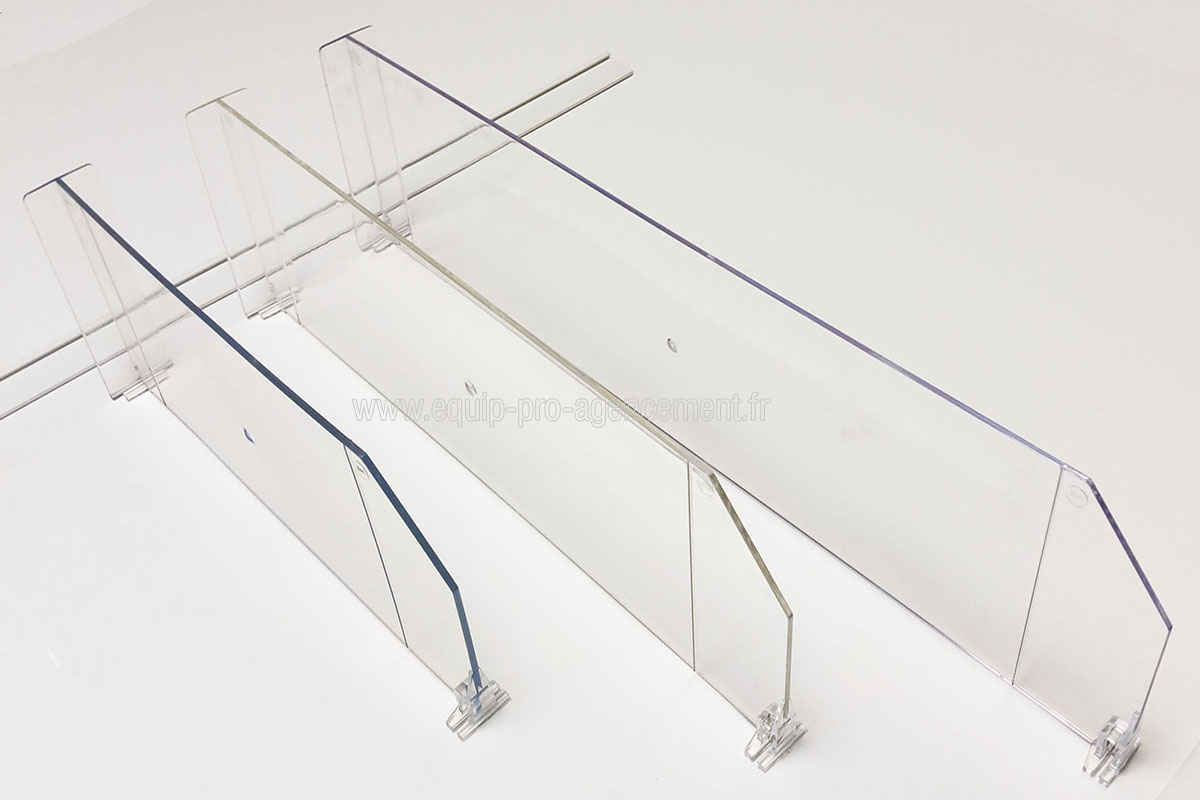 Séparateur plexi pour tablette hauteur 60mm