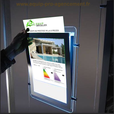 portes affiches LED & systeme cable pour vitrine