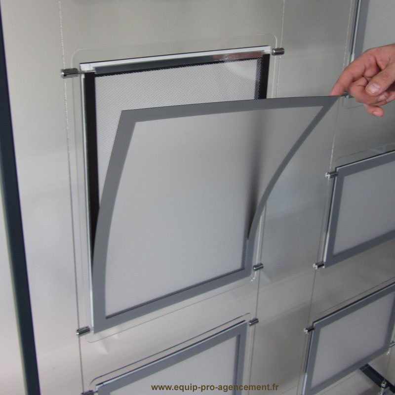 portes affiches LED & systeme cable pour vitrine