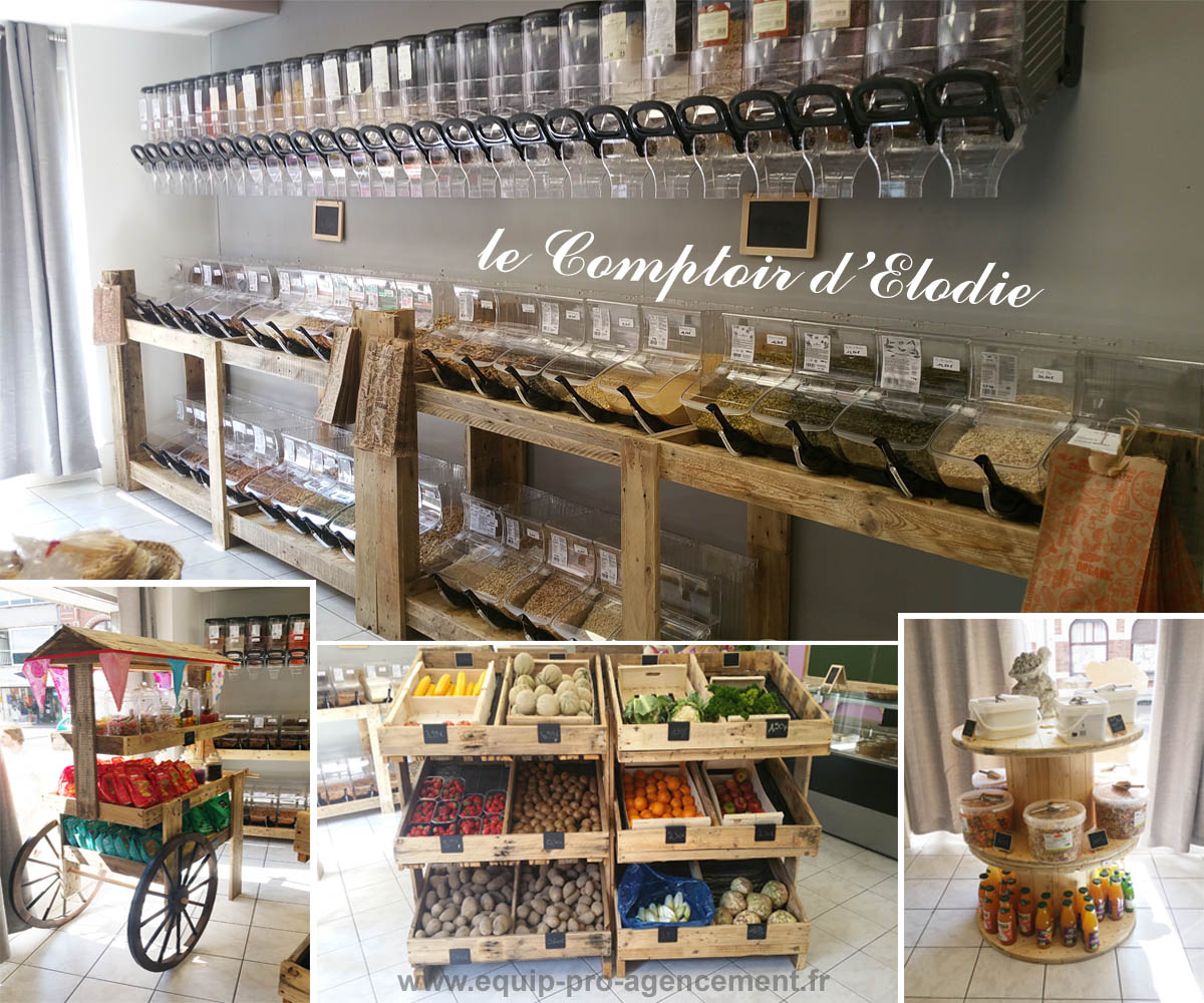 agencement épicerie Bio Vrac Le Comptoir d'Elodie agencement épicerie Bio Le Comptoir d'Elodie